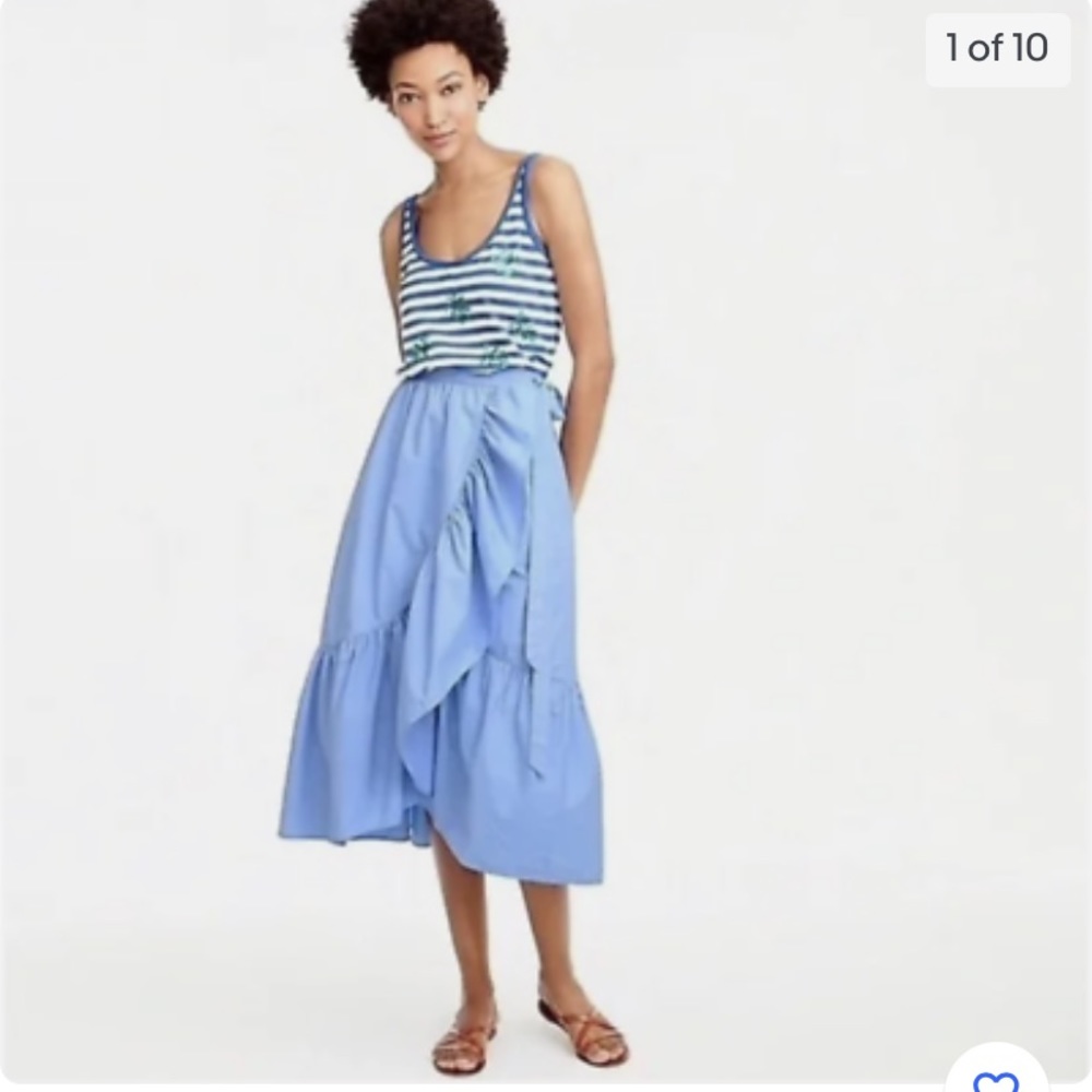 JCrew Blue ruffle wrap skirt